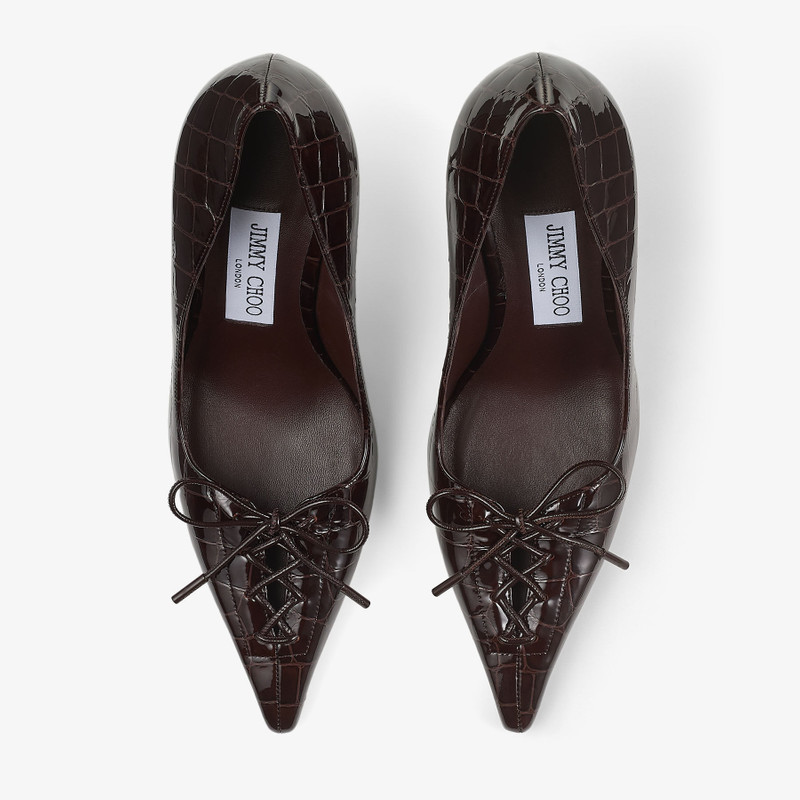 Scarlett 95 Sambuco Shiny Croc Embossed Leather Pumps 4