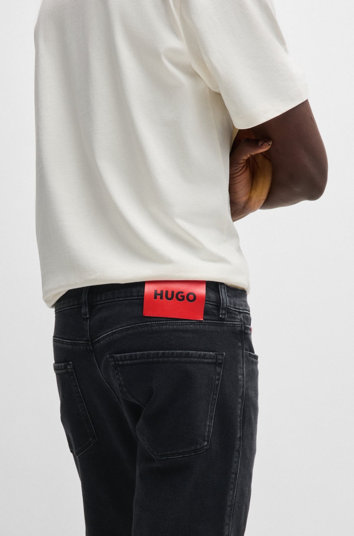 EXTRA-SLIM-FIT JEANS IN BLACK SOFT-TOUCH DENIM - 5