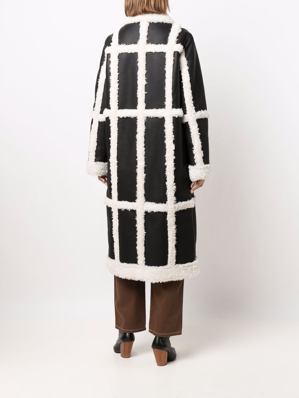 panelled faux shearling coat - 4