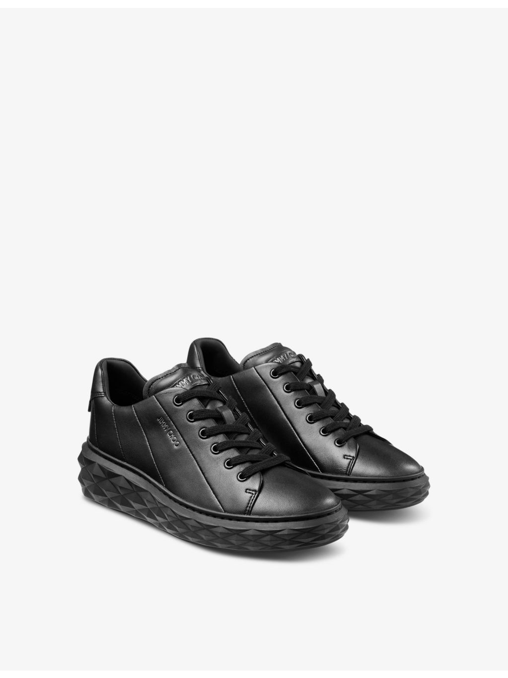 Diamond Light logo-embossed leather low-top trainers - 3