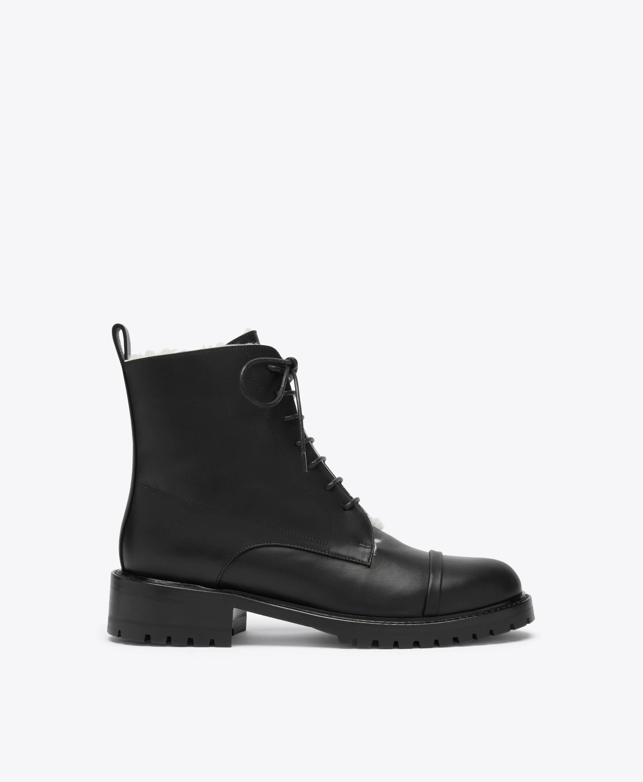 Miller Black Shearling Lined Combat Boots - 1