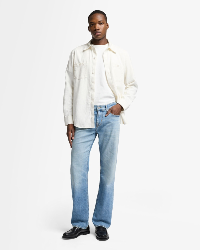 Denim Linen Overshirt in White 3