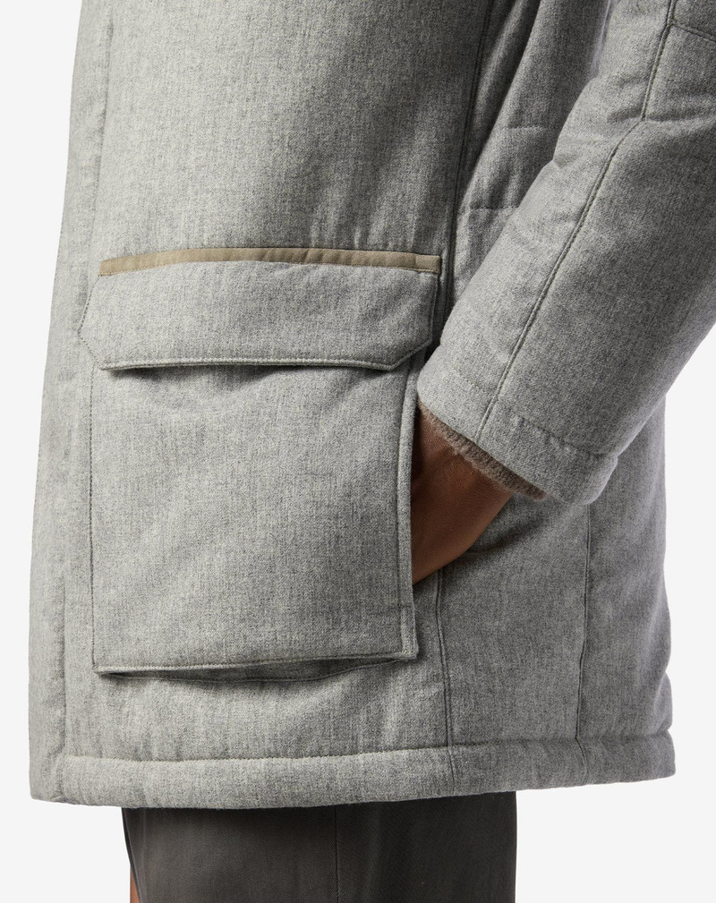 Medium melange grey technical cashmere field jacket 5