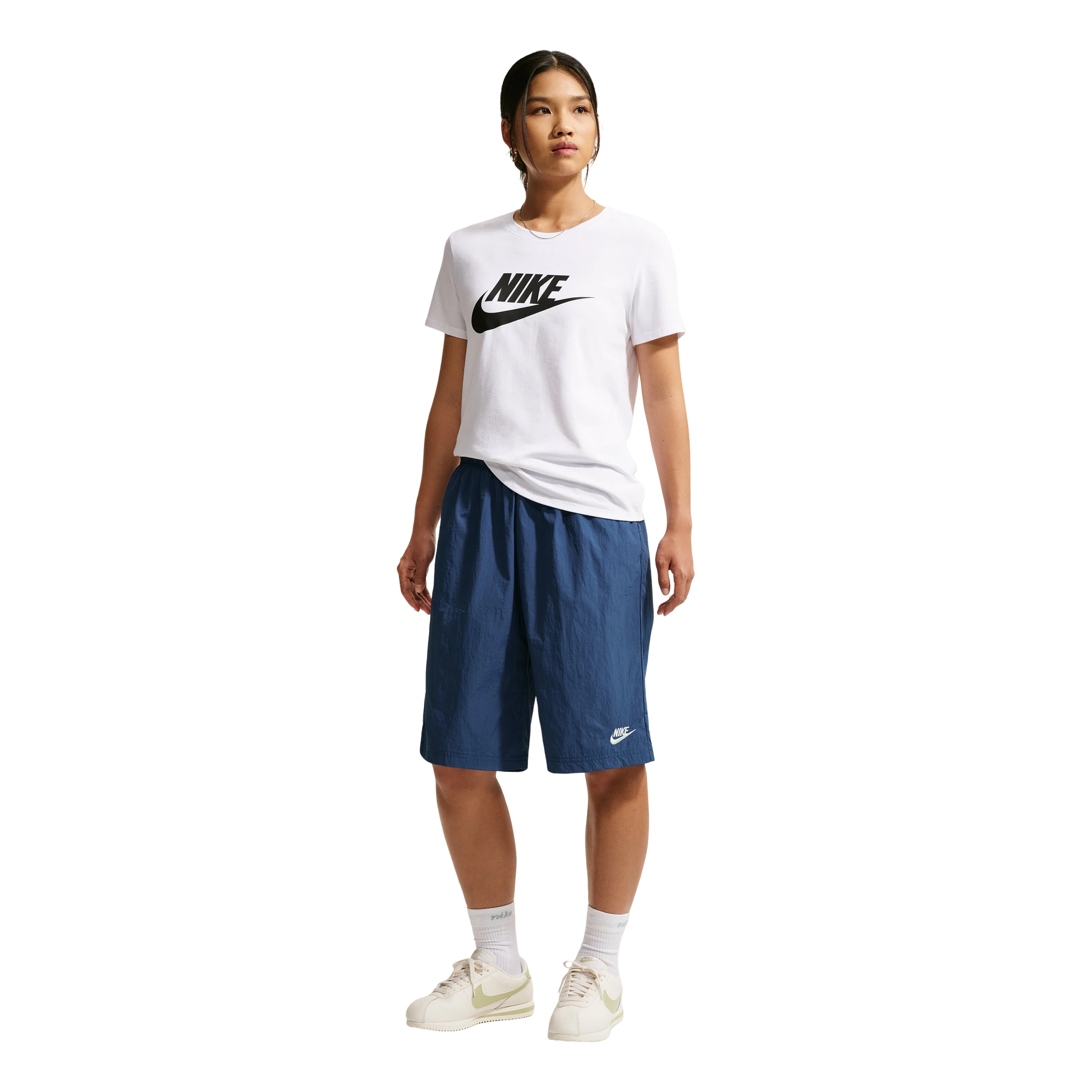 (WMNS) Nike Sportswear Mid-Rise Loose Knee-Length Shorts 'Mystic Navy Sail' IH8465-461 - 1