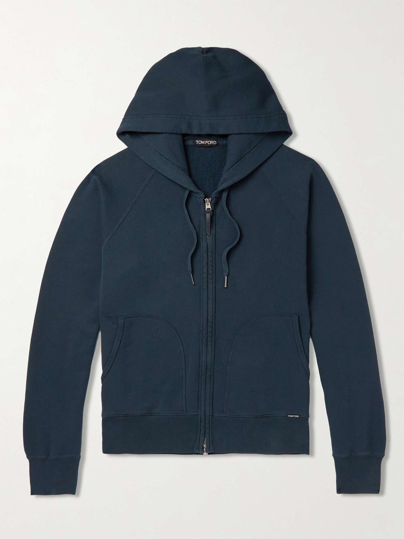 Garment-Dyed Cotton-Jersey Zip-Up Hoodie 1
