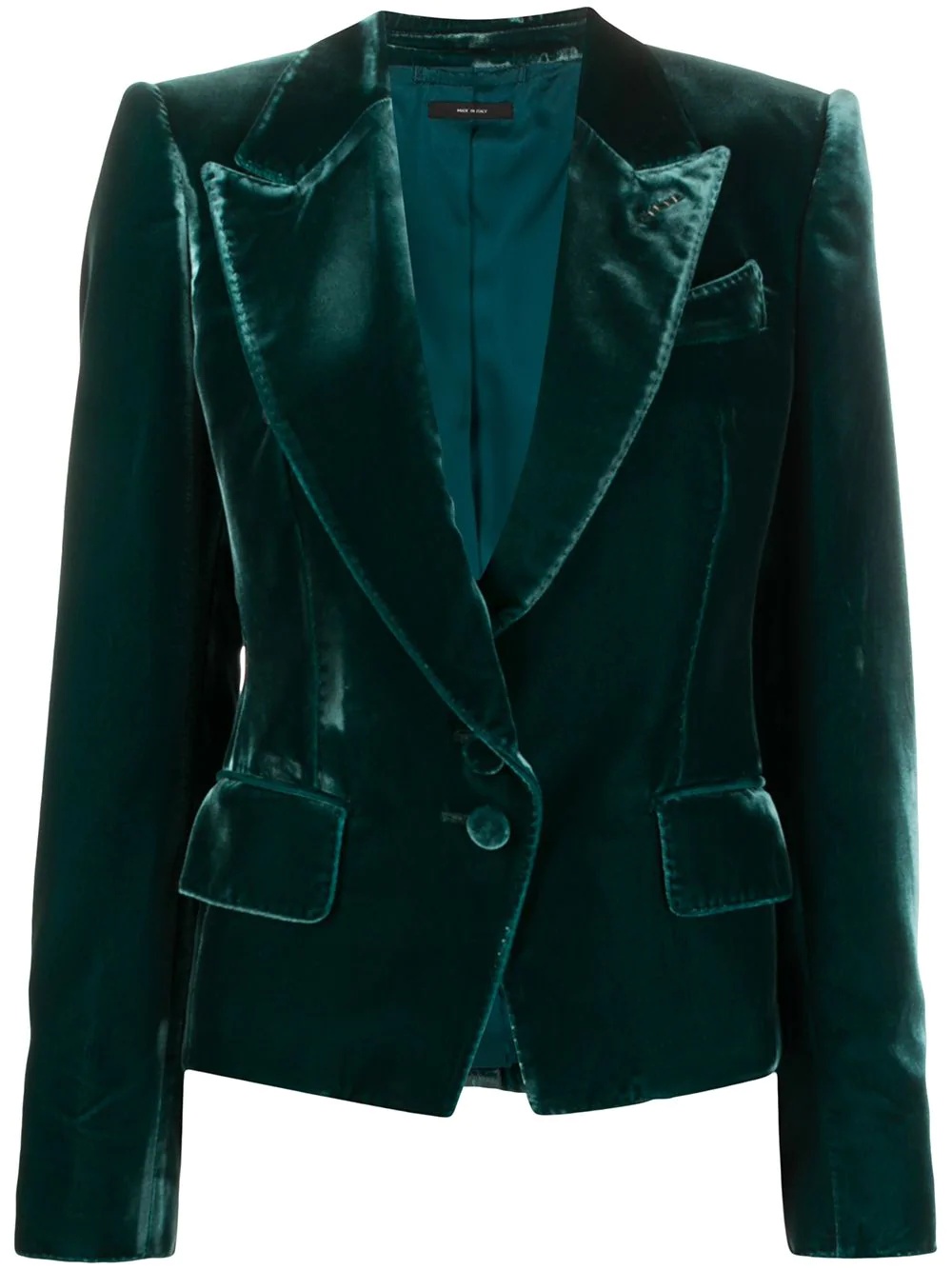 velvet-effect single-breasted blazer - 1