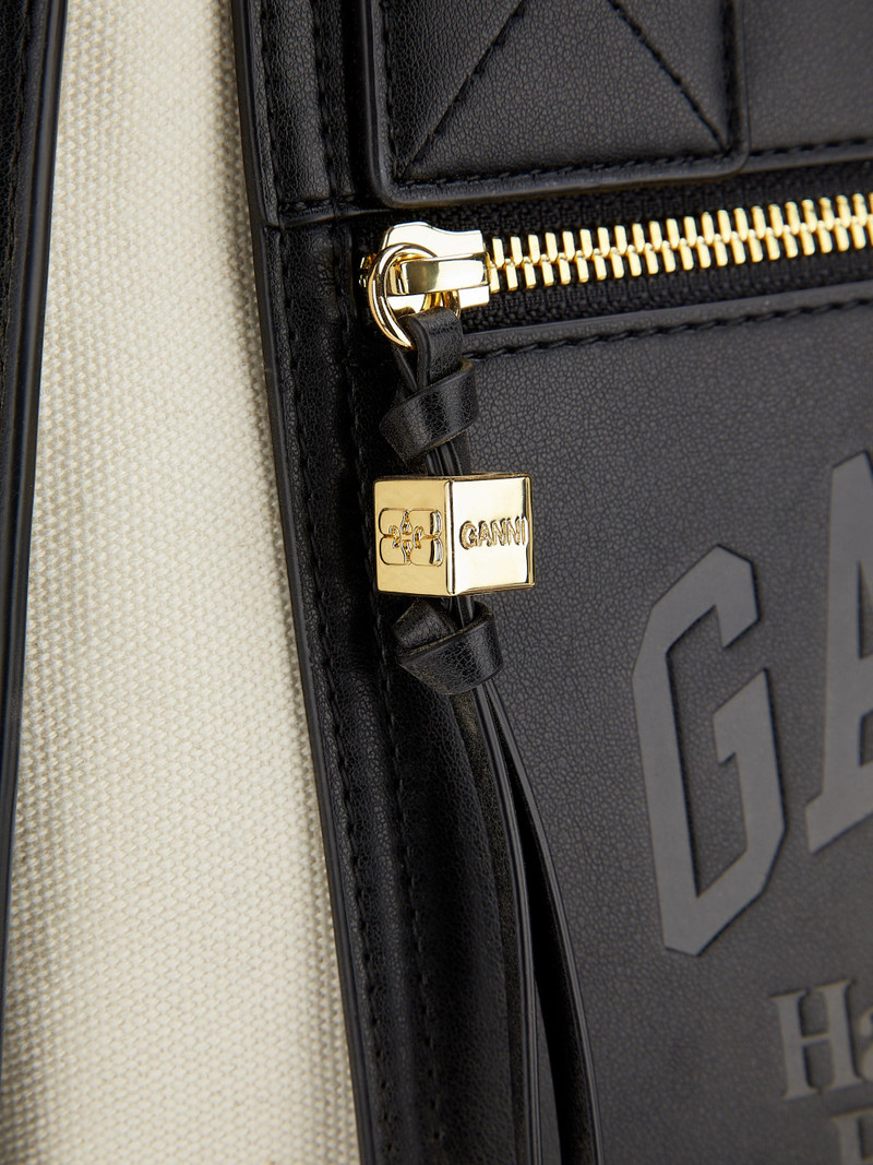 Women's Small Canvas Pocket Tote Bag - Black 6