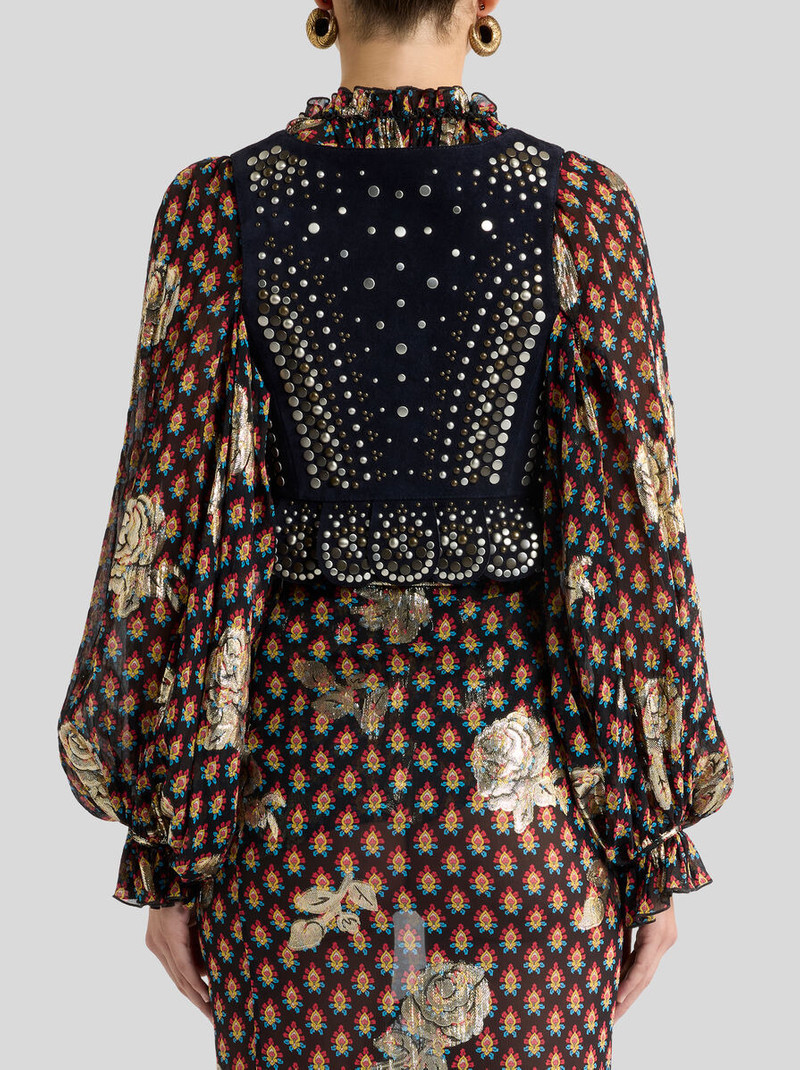CROPPED LEATHER WAISTCOAT WITH STUDS 5