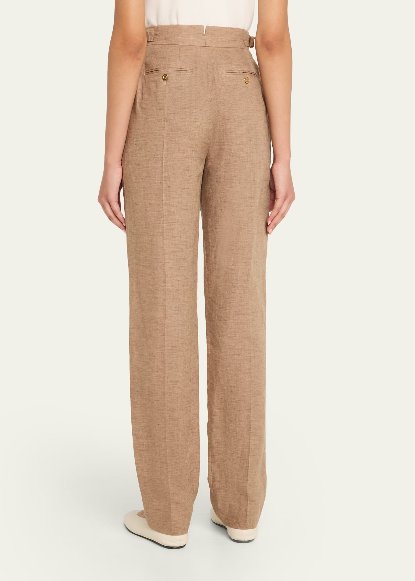 Malik Solaire Linen Pleated Straight-Leg Trousers - 3