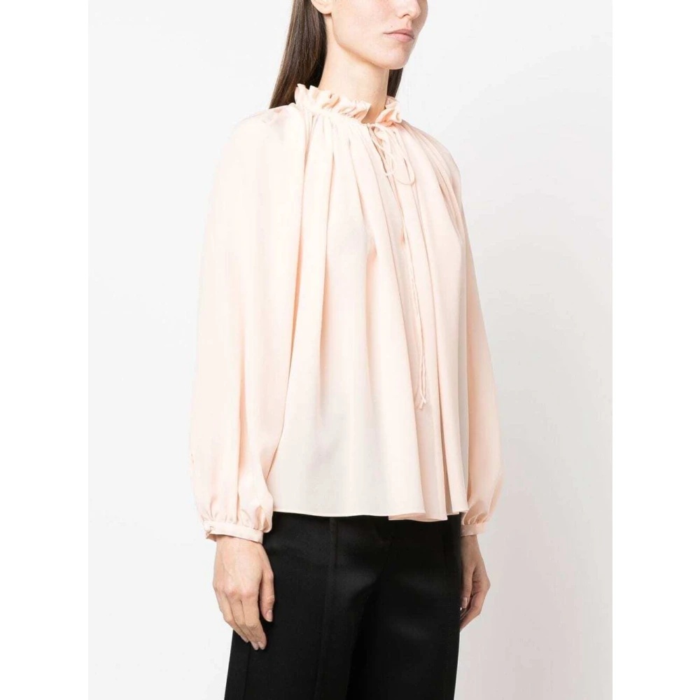 Tシャツ・カットソー LANVIN SS23 Pastel pink crepe blouse (RWTO00144868P23 962) Lanvin logo-embroidered Cropped T-shirt | Pink | FARFETCH