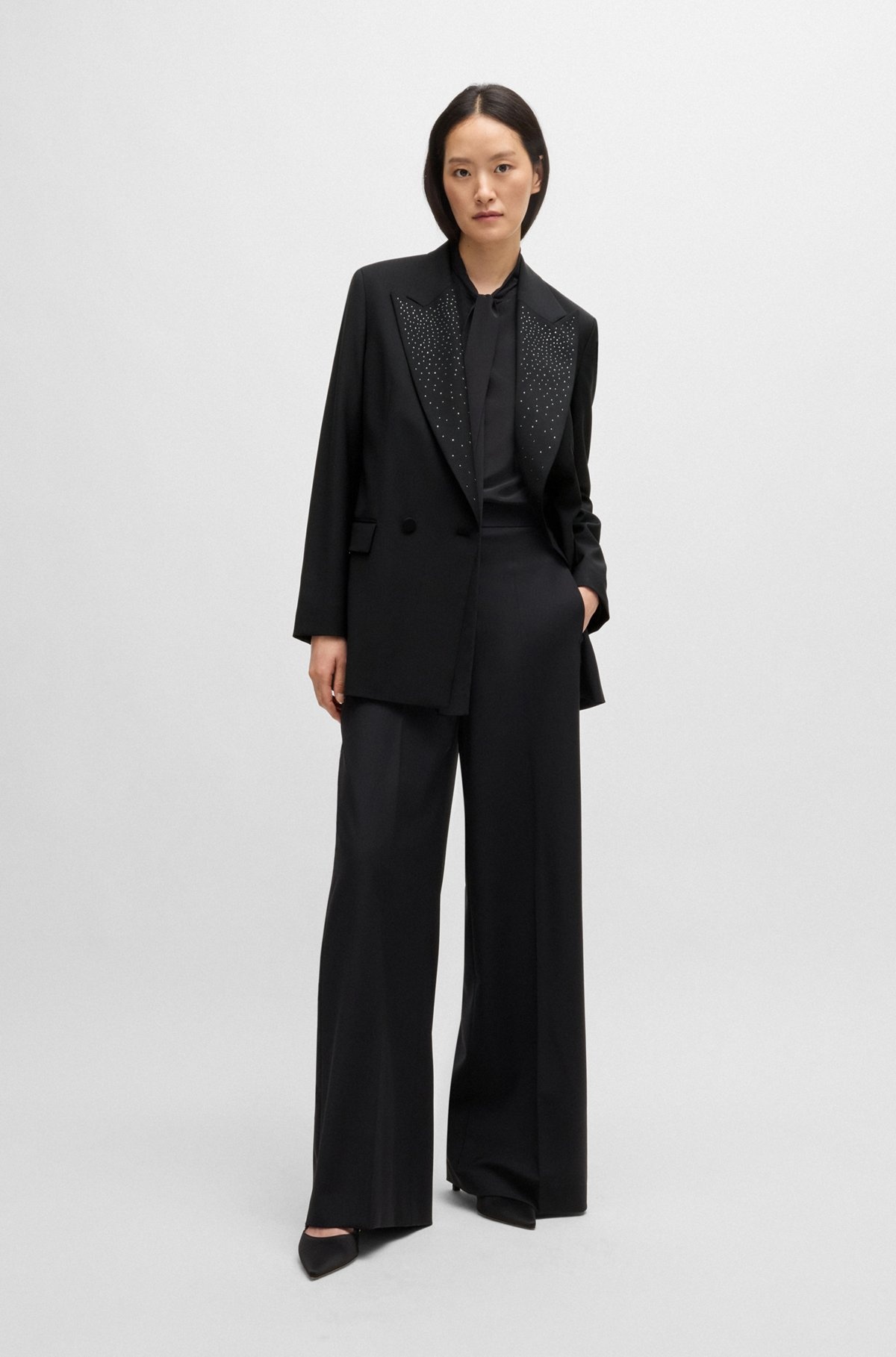 RELAXED-FIT BLAZER WITH CRYSTAL-STUDDED LAPELS - 3