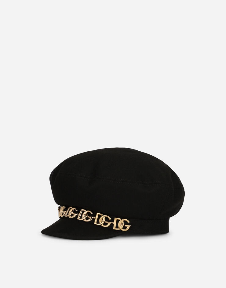 Wool baize baker boy hat with DG logo chain - 1