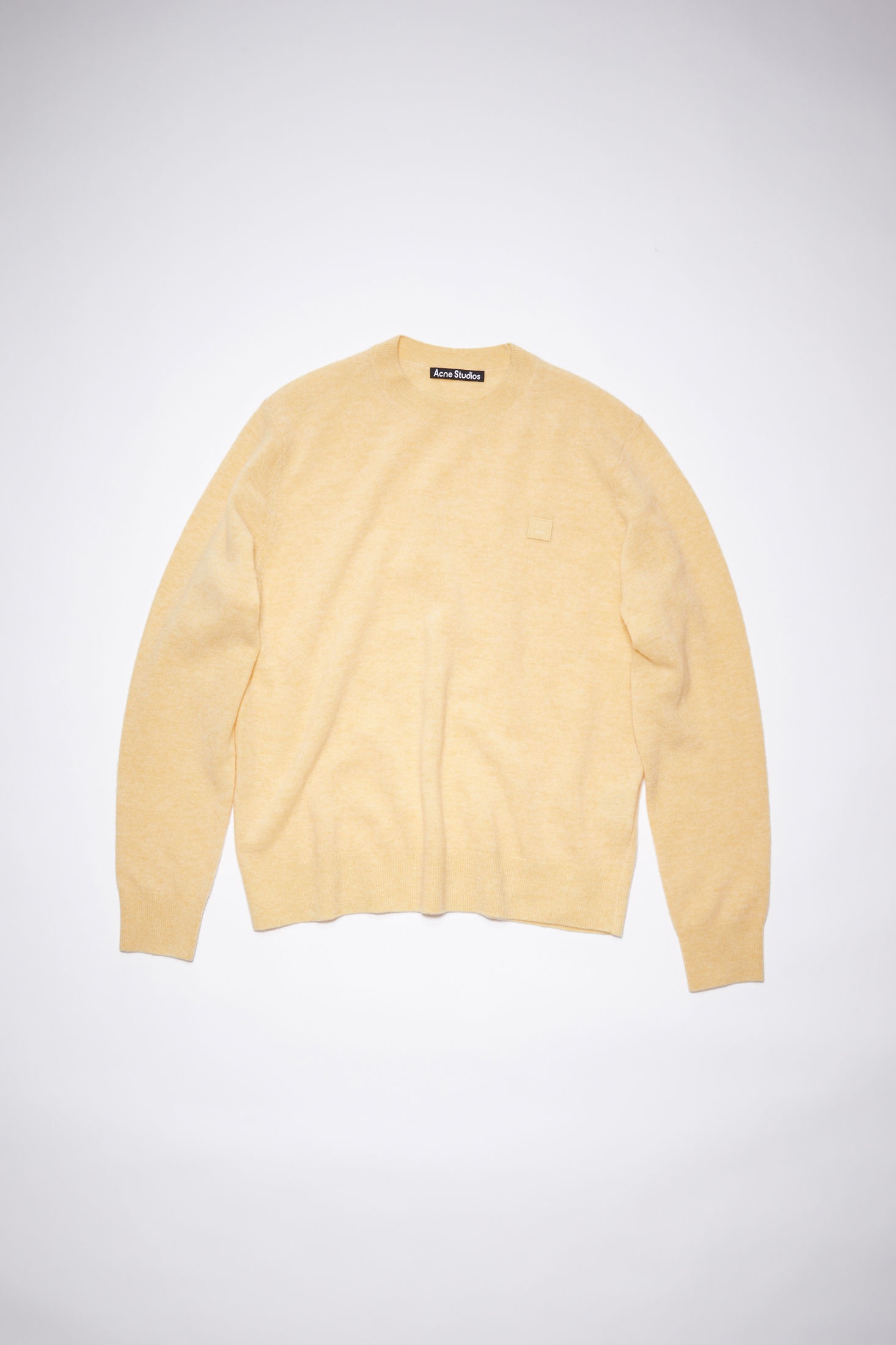 Wool crew neck sweater - Light yellow melange - 1
