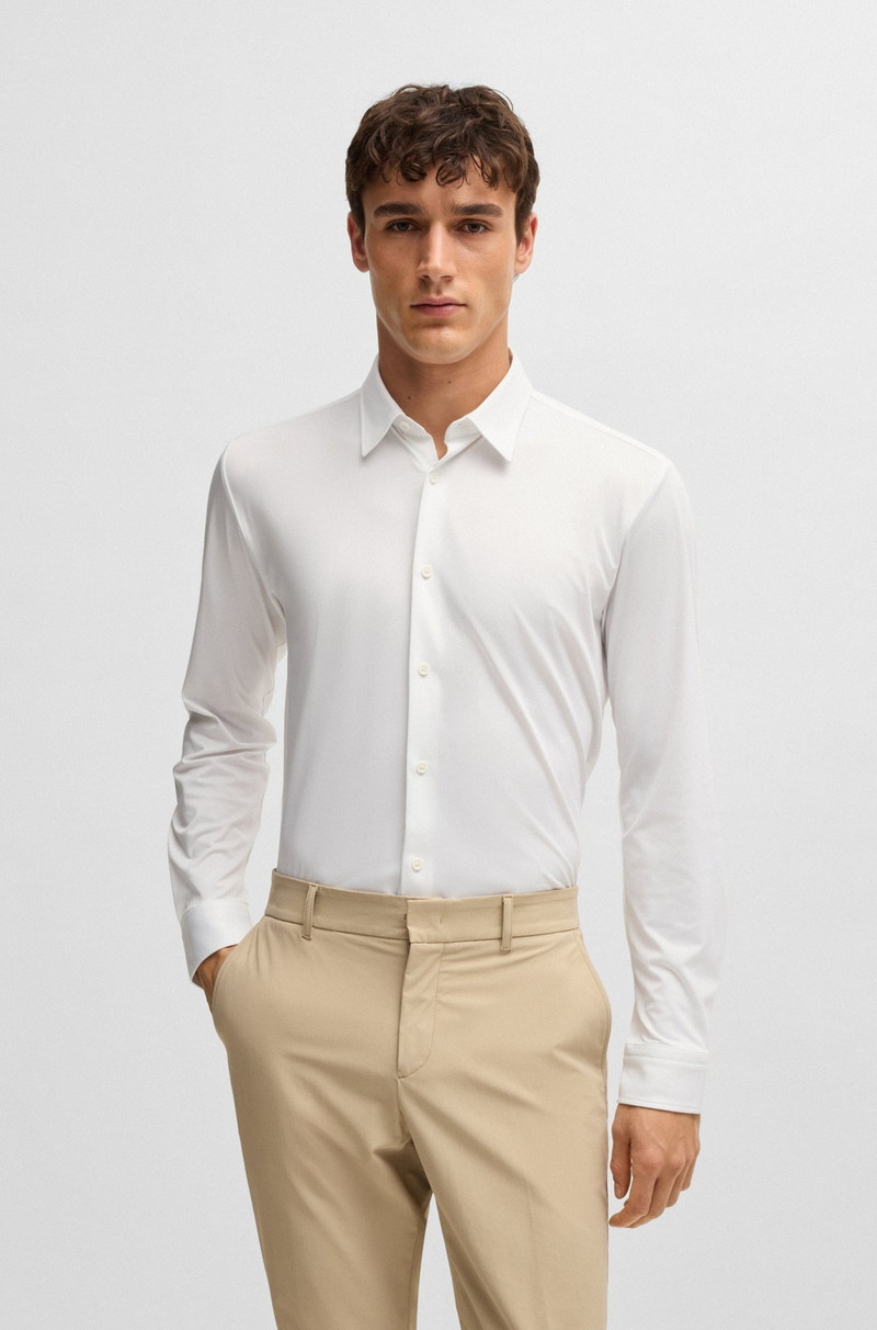 SLIM-FIT SHIRT IN PERFORMANCE-STRETCH STRUCTURED FABRIC 2