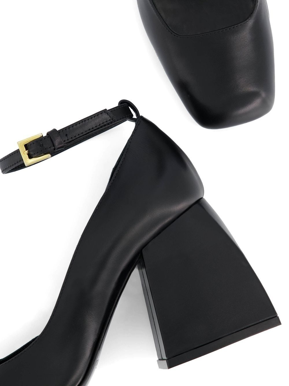 square-toe leather pumps - 5