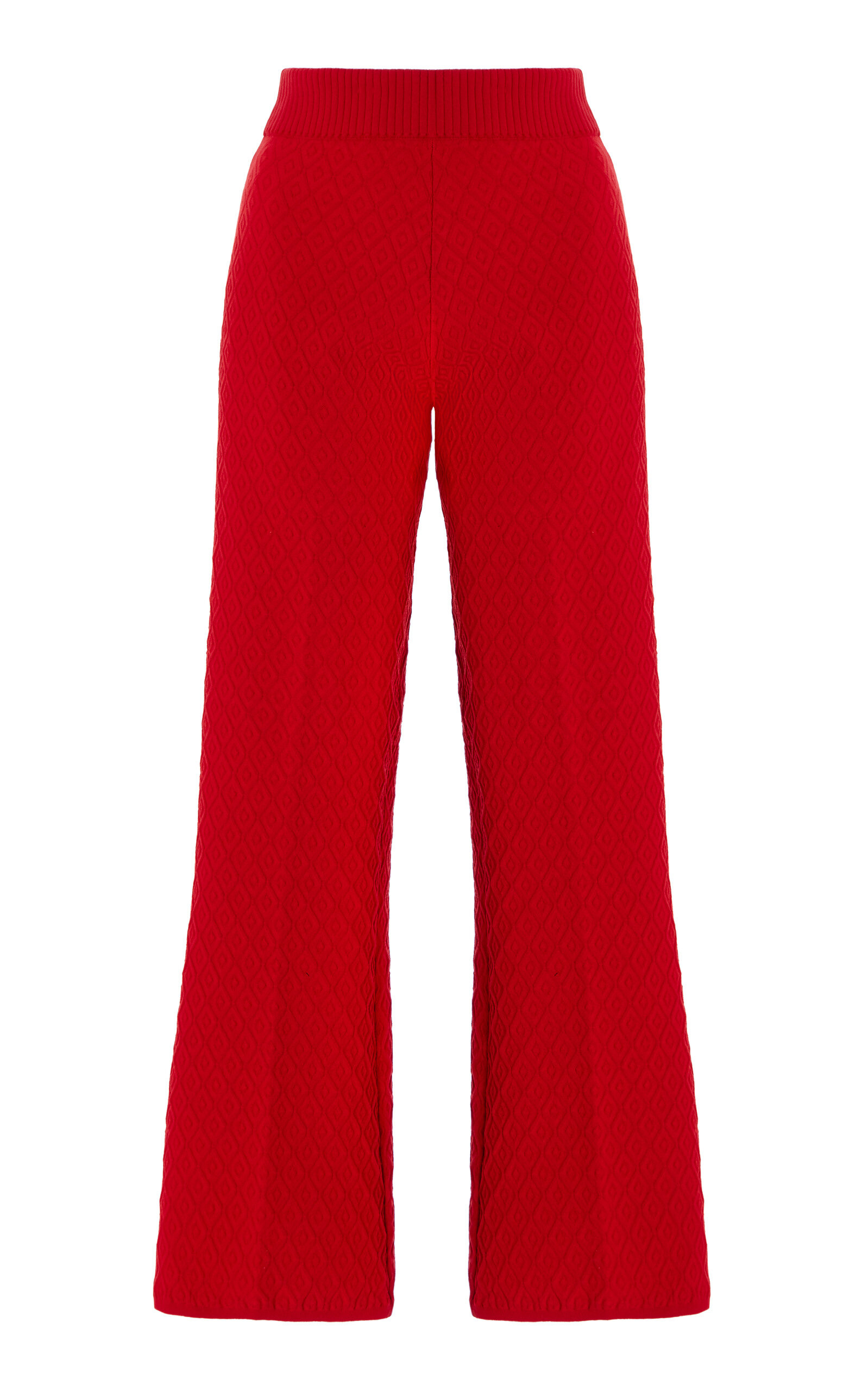 Exclusive Harry Cotton-Blend Knit Cropped Wide-Leg Pants red - 1