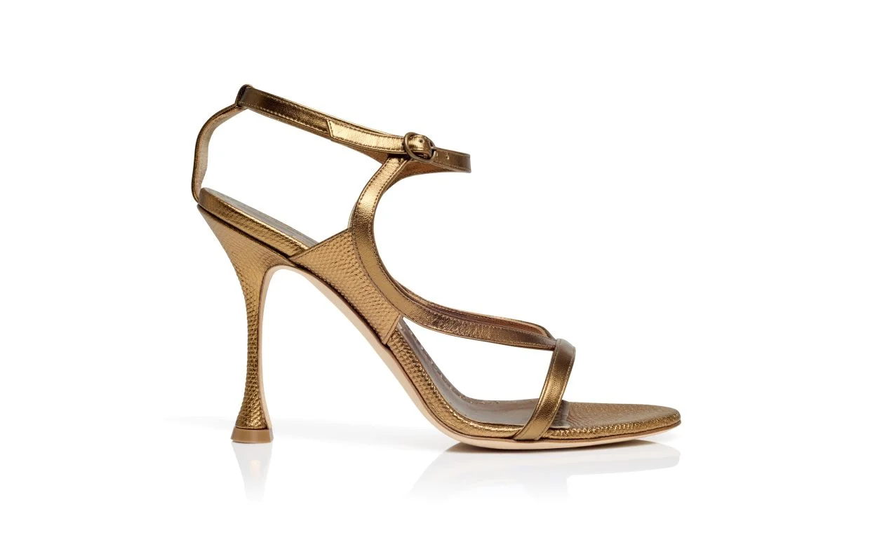 Bronze Nappa Leather Ankle Strap Sandals - 1