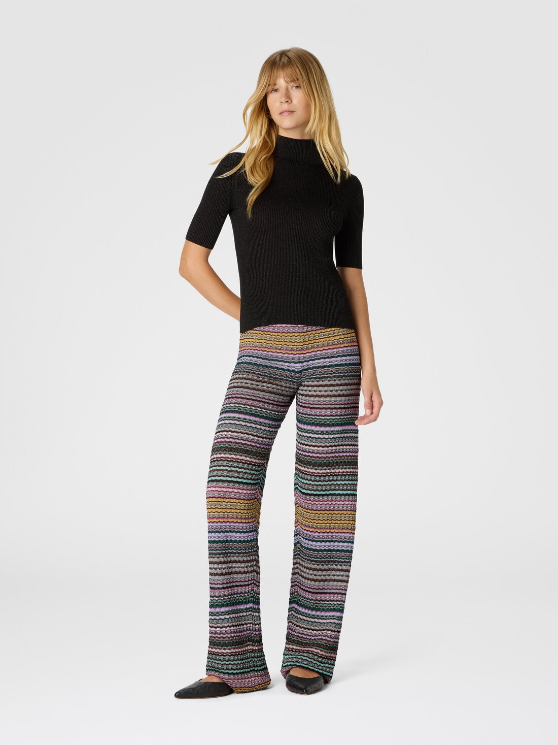 Straight Long Pants with Stripes - 2