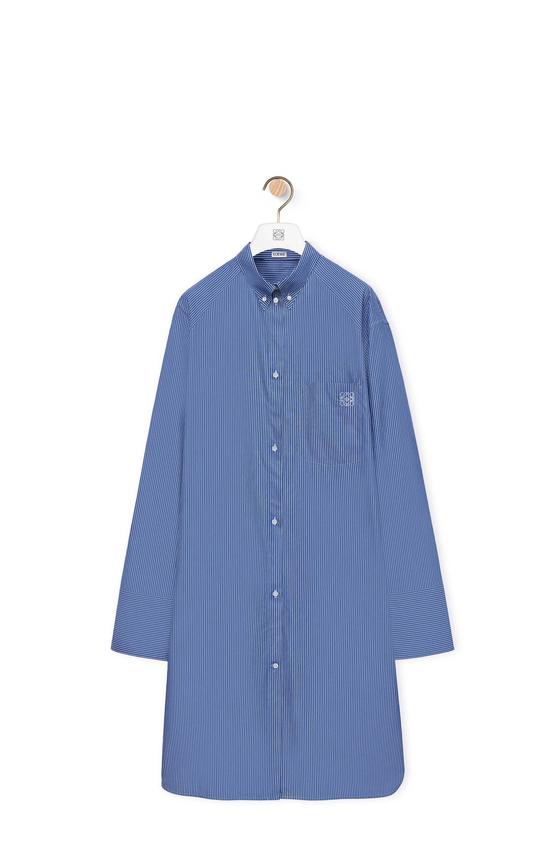 Elongated shirt dress in striped cotton poplin - 1