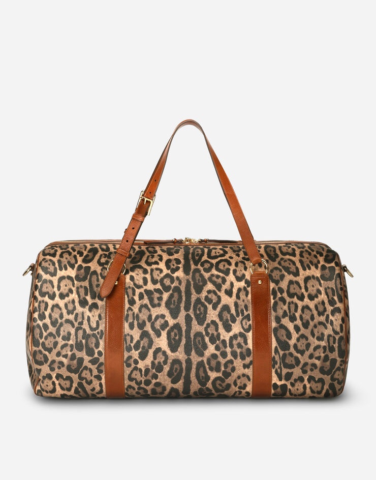 Large travel bag in leopard-print Crespo with branded plate - 4