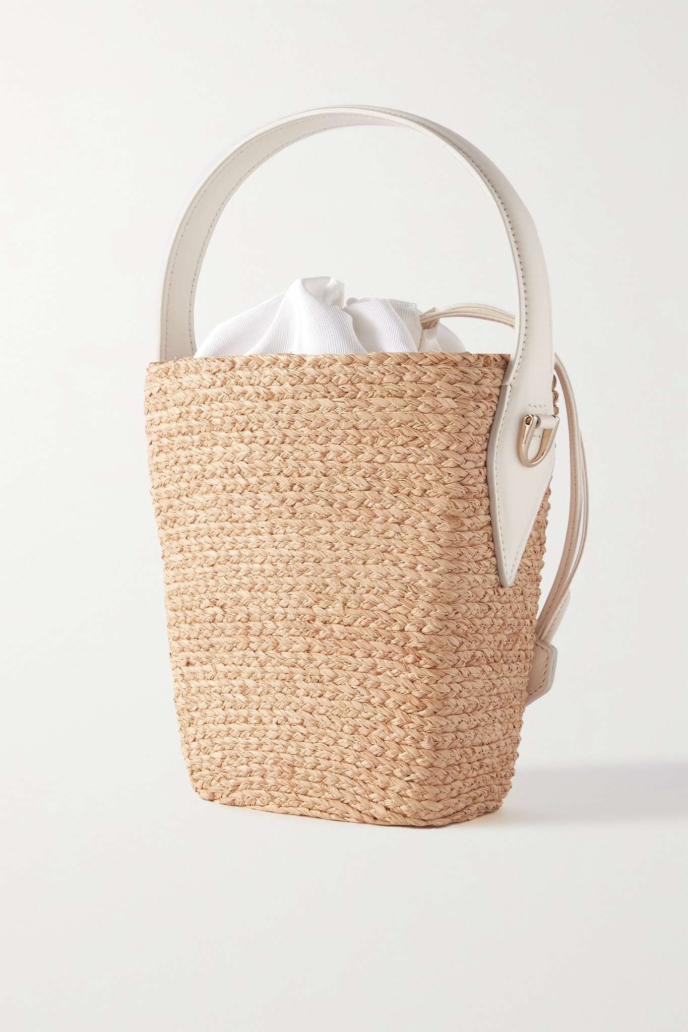 Viv Basket mini crystal-embellished leather-trimmed raffia shoulder bag - 3