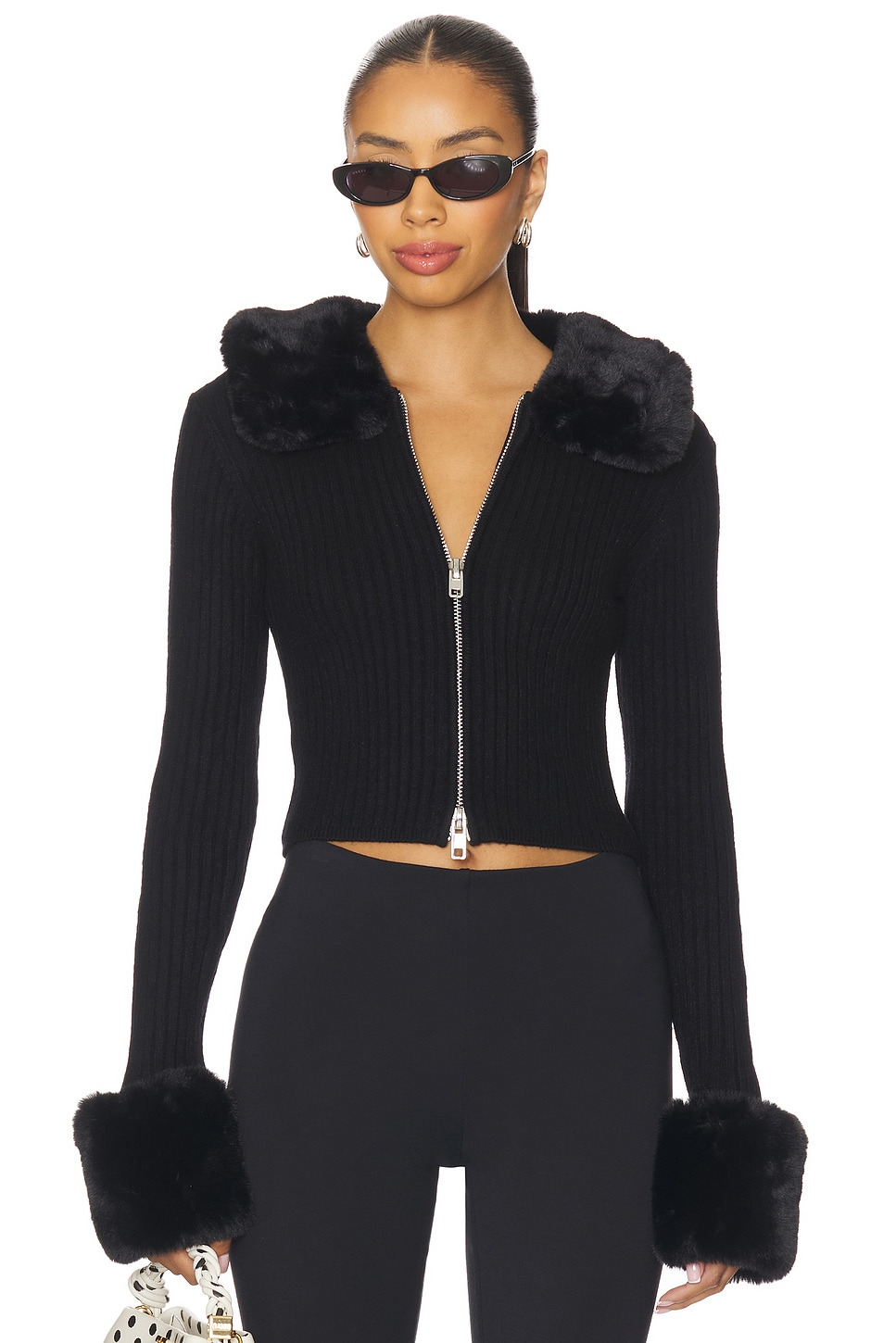Peggy Cardigan With Faux Fur Trim - 2