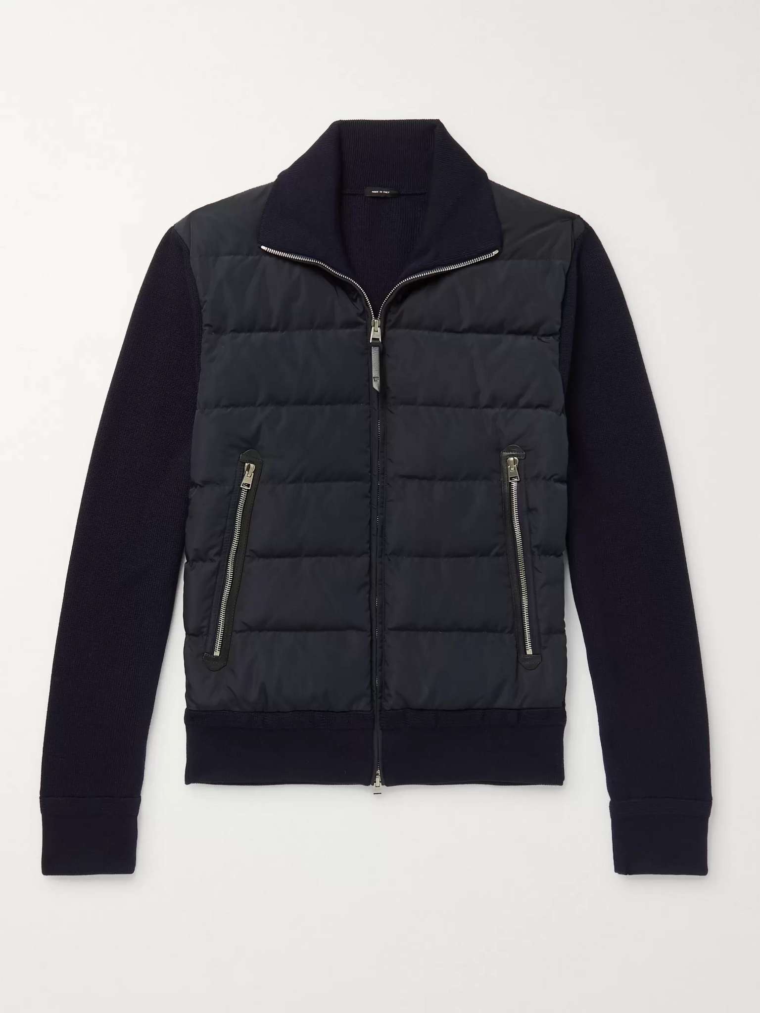 Slim-Fit Panelled Ribbed Wool and Quilted Shell Down Jacket - 1