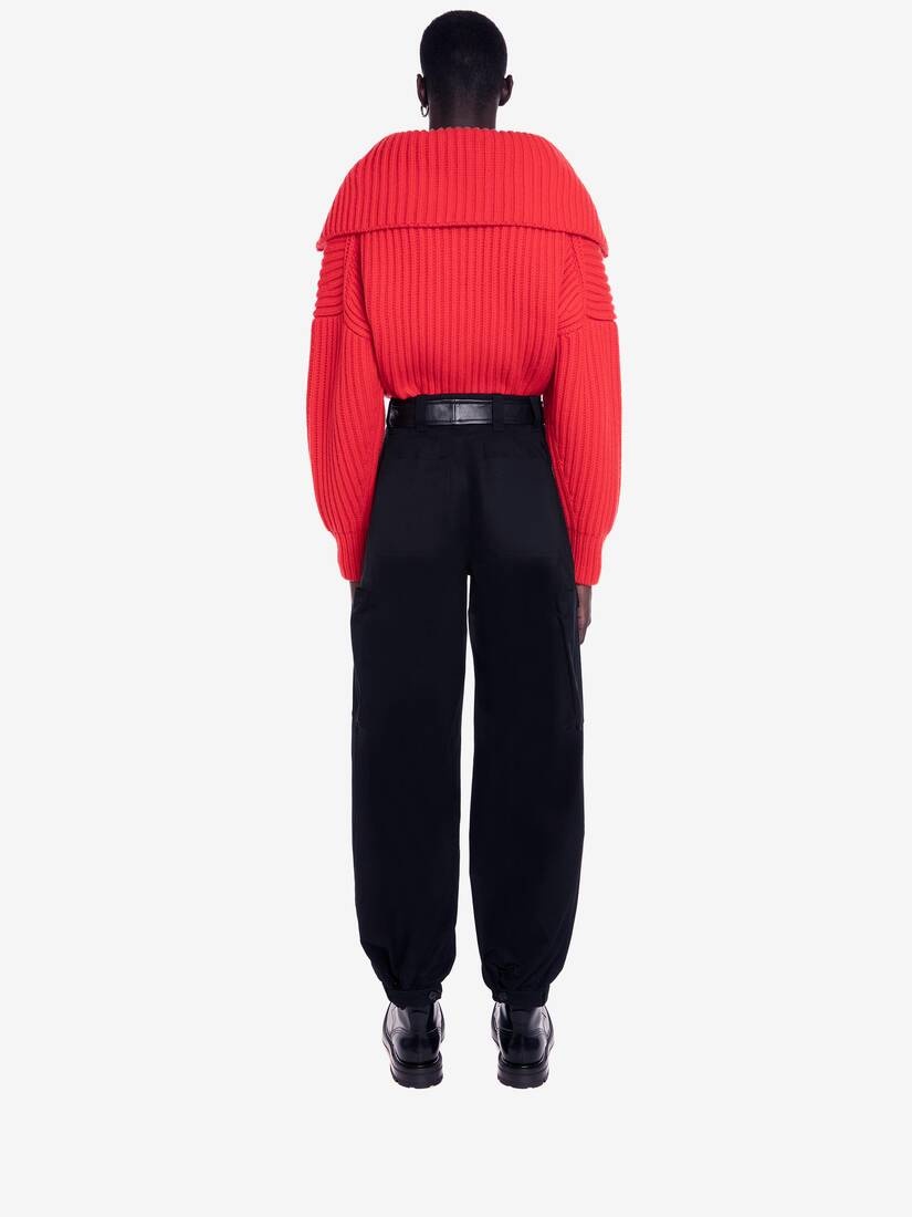 Funnel Neck Zip Through Cardigan in Orange - 4