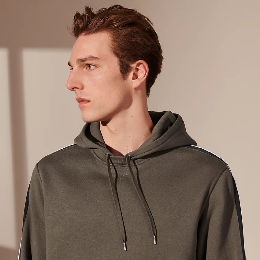 "Run H" bicolor hooded sweater - 3