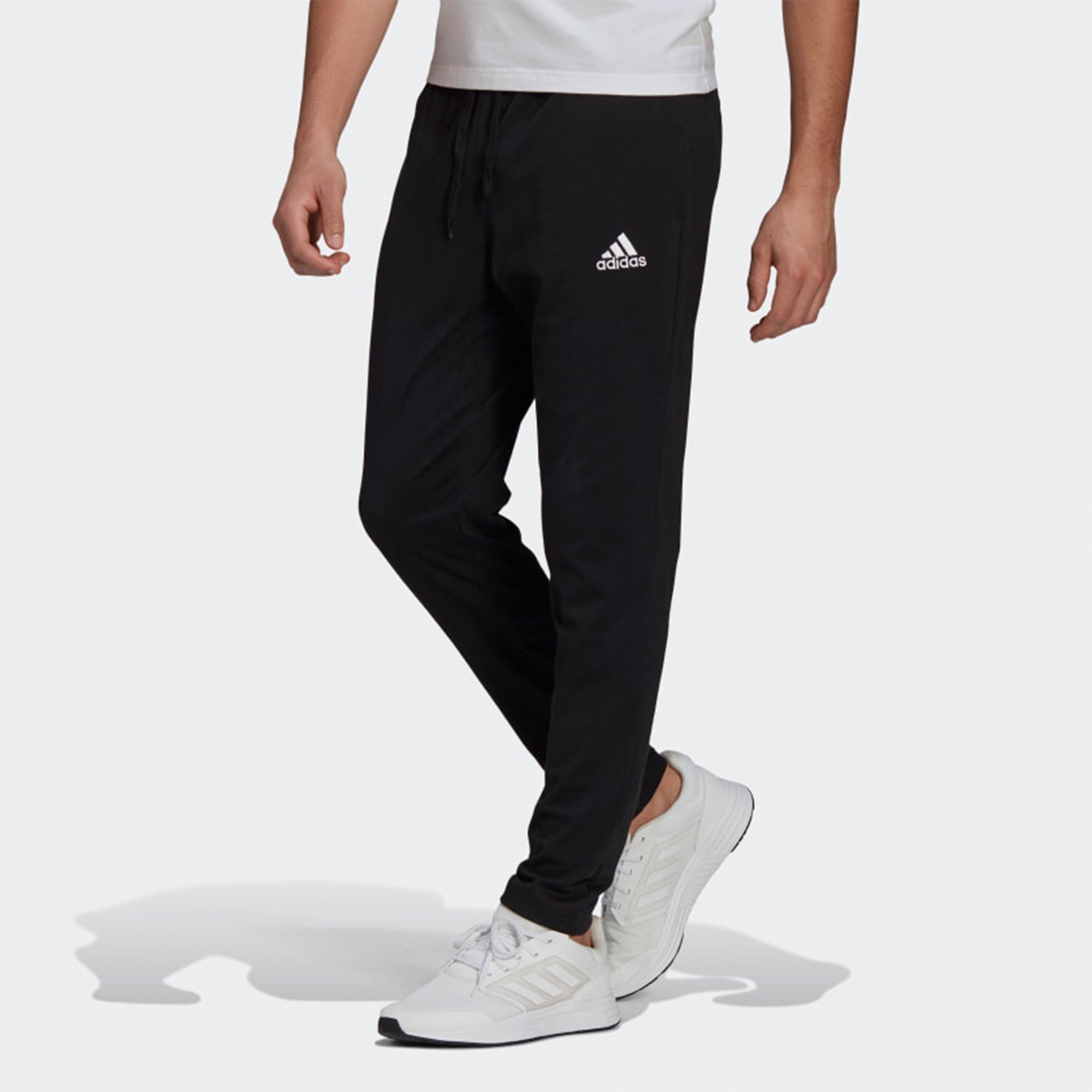 adidas Essentials Solid Color Slim Fit Running Sports Pants Black GK9222 - 3