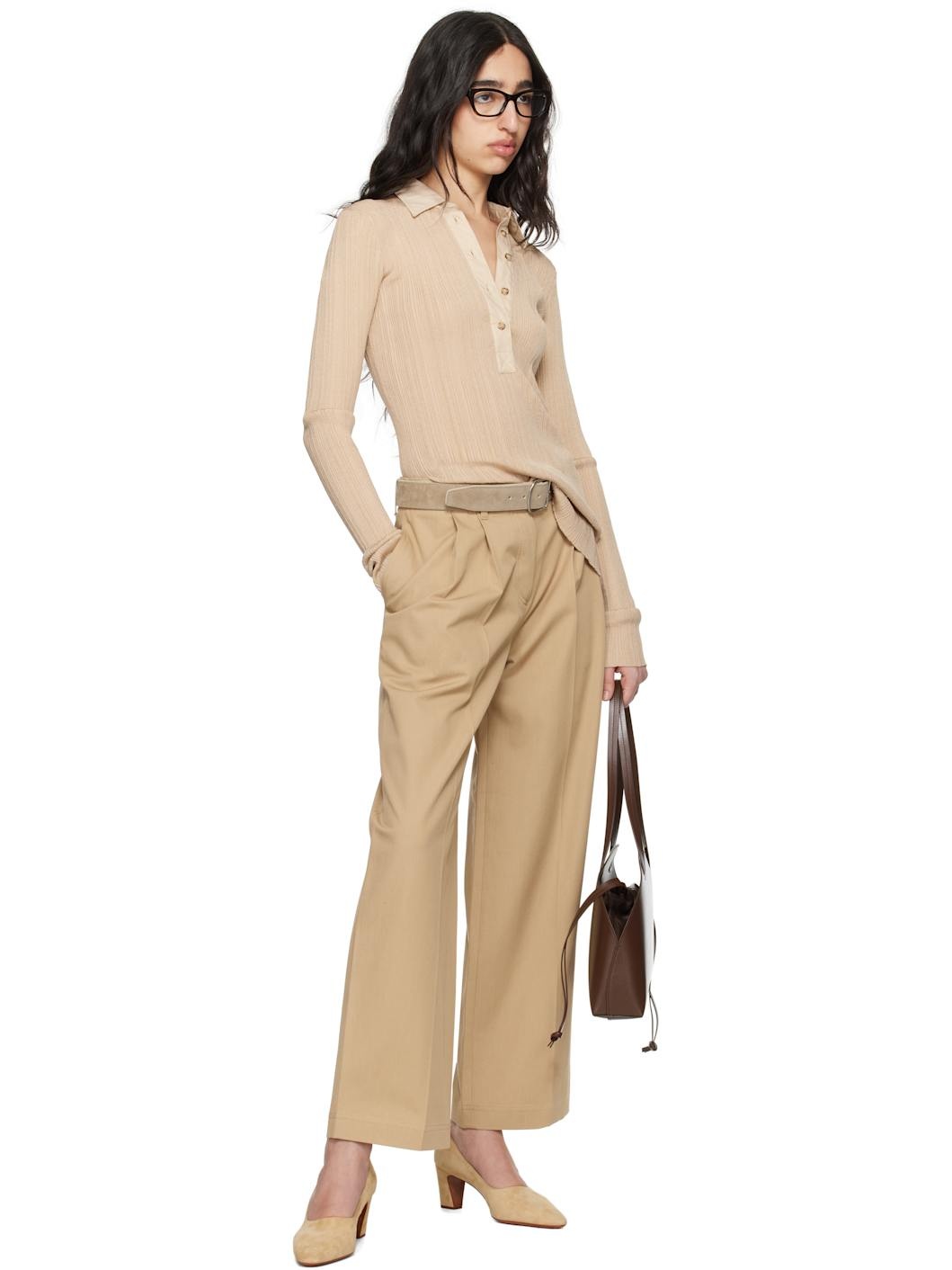 Beige Swirl Suede Belt - 3