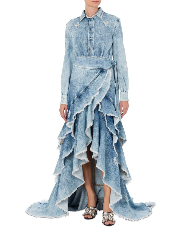 BLUE DENIM DRESS WITH TRAIN 5