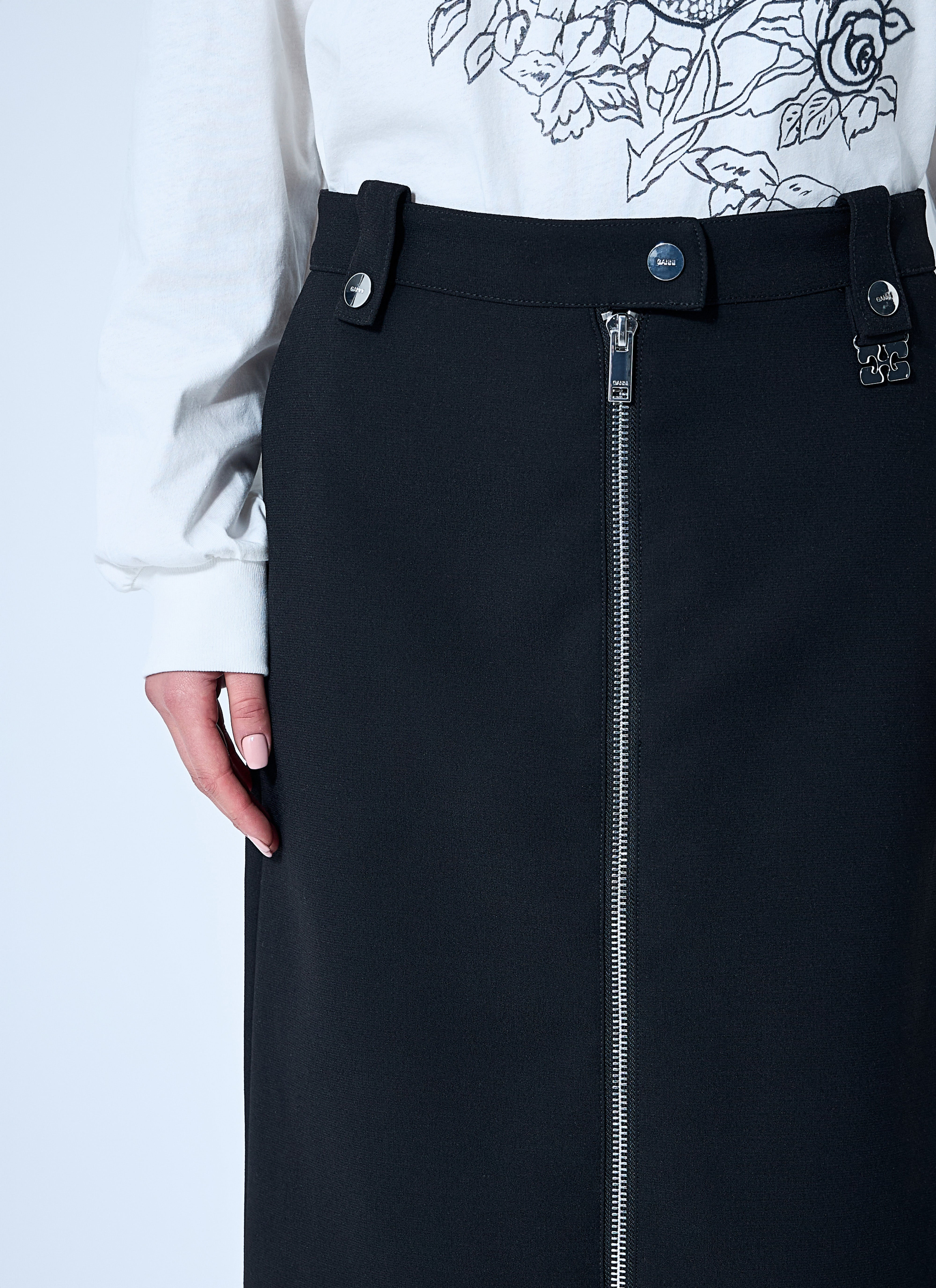 Ganni Women Bonded Crepe Midi Skirt - 6