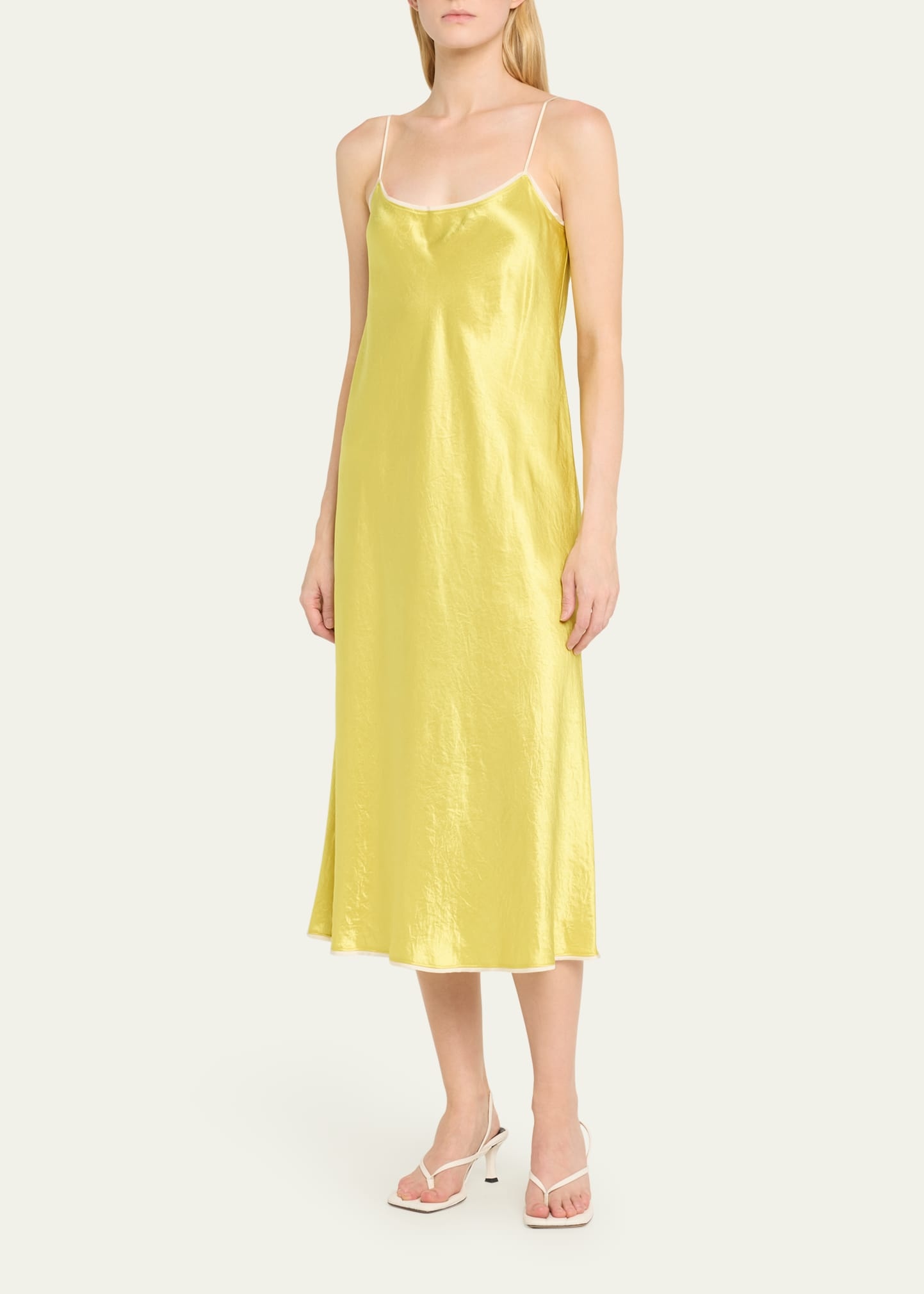 Tipped Satin Midi Slip Dress - 4