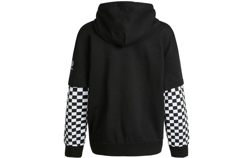 Vans (WMNS) Vans Logo Embroidered Checkerboard Print Hoodies 'Black White' VN0A4UTNBLK outlook