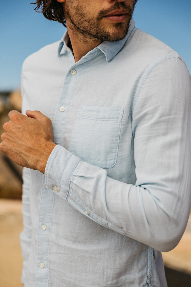 HIROSHI KATO The Ripper Double Gauze Organic Cotton Shirt - Fresh Pink outlook