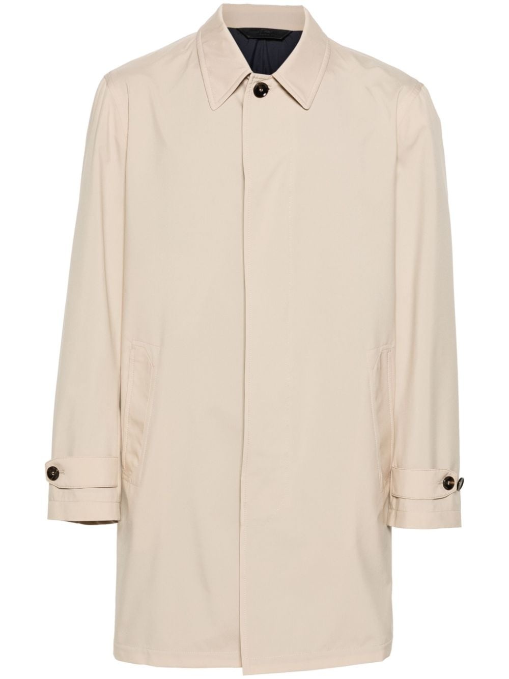 single-breasted mid-length parka - 1