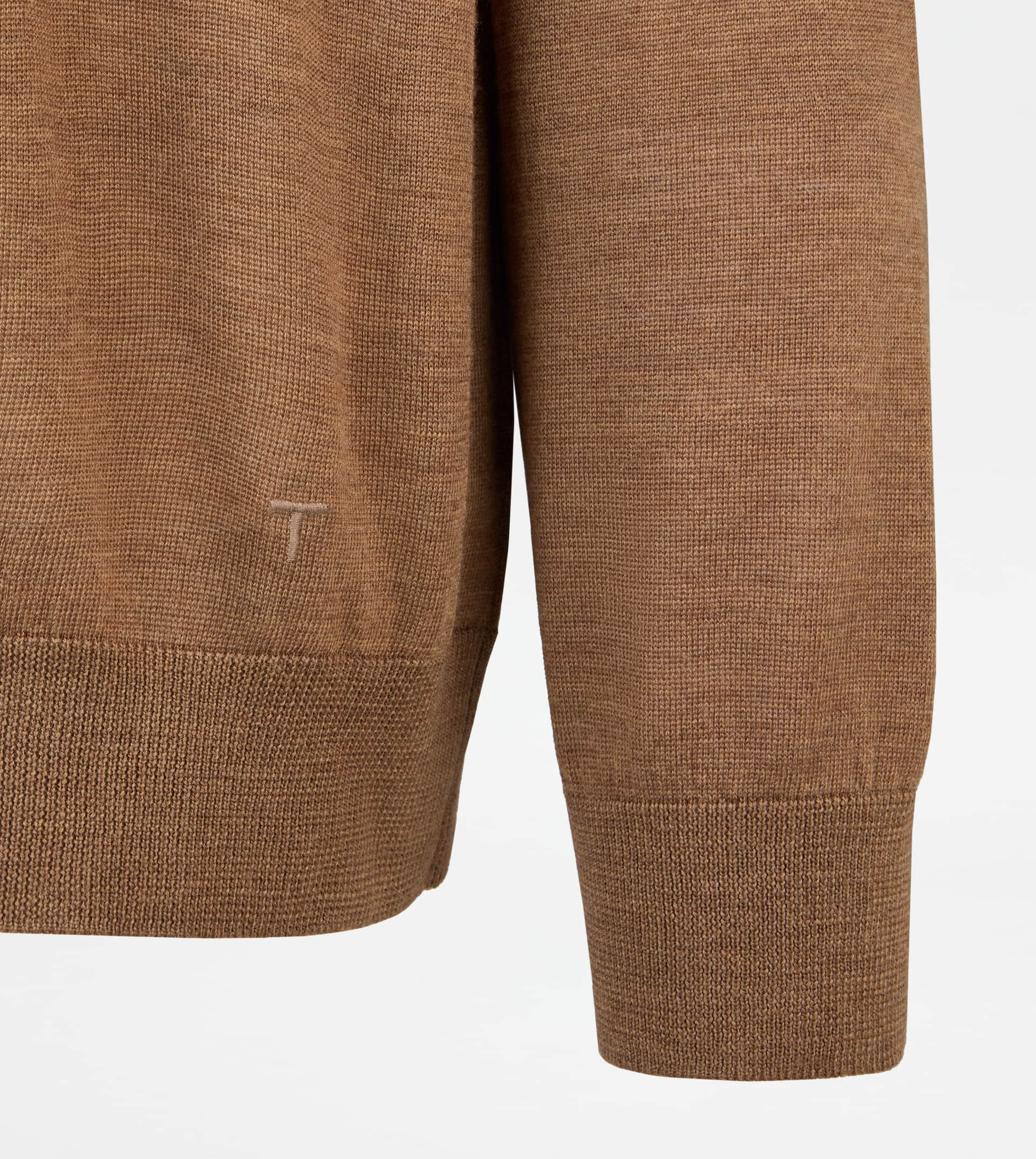 ROUND-NECK PULLOVER IN WOOL - BROWN - 3
