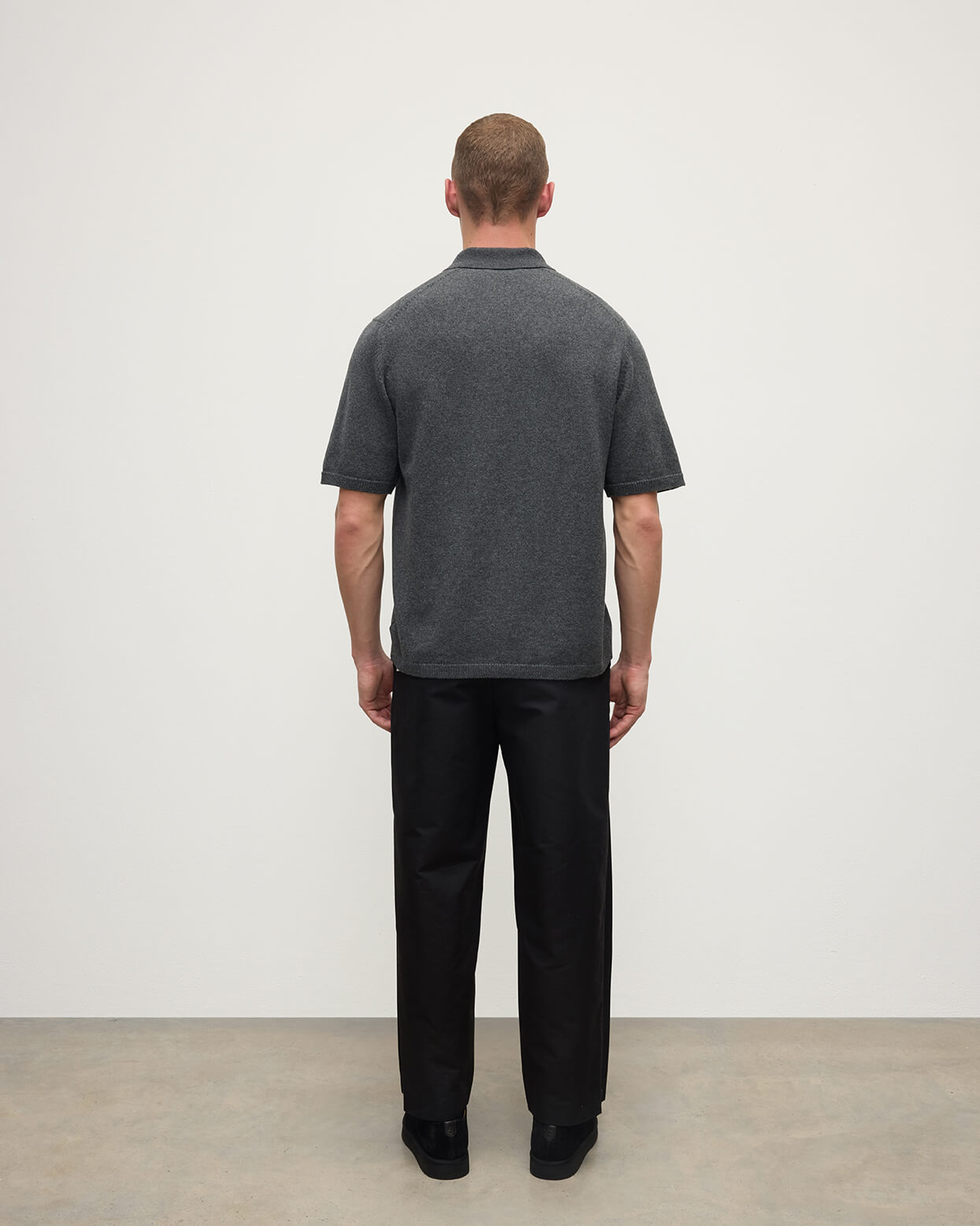 Superfine Merino Relaxed Grey Polo Shirt - 4