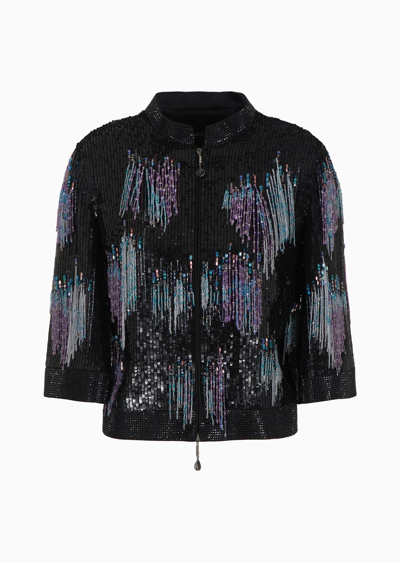 Short jacket in embroidered silk organza - 1