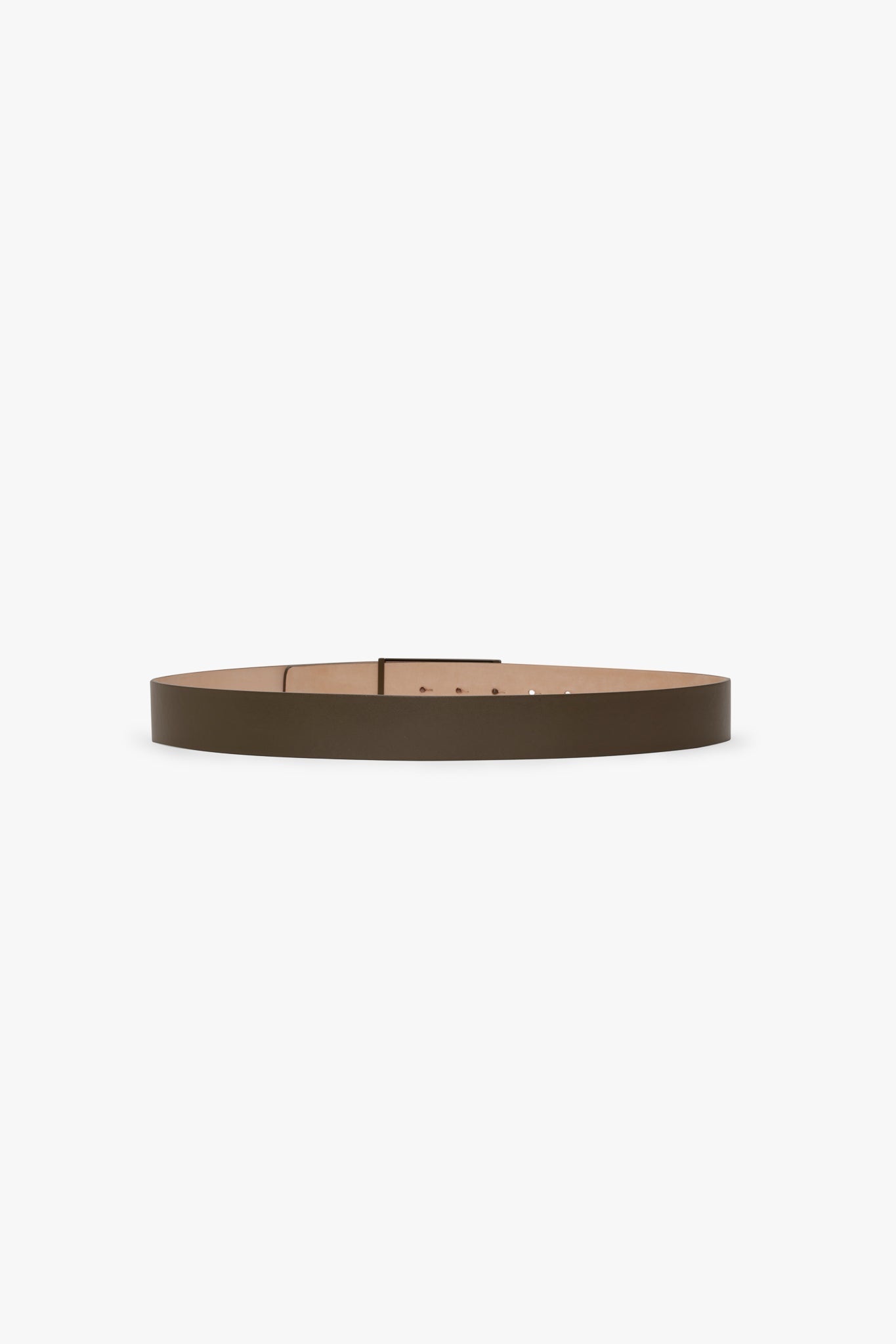 Tonal Jumbo Frame Belt In Dark Khaki Smooth Leather - 4