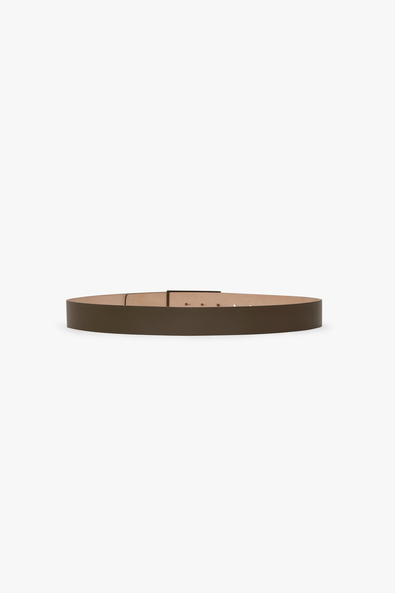 Tonal Jumbo Frame Belt In Dark Khaki Smooth Leather 4