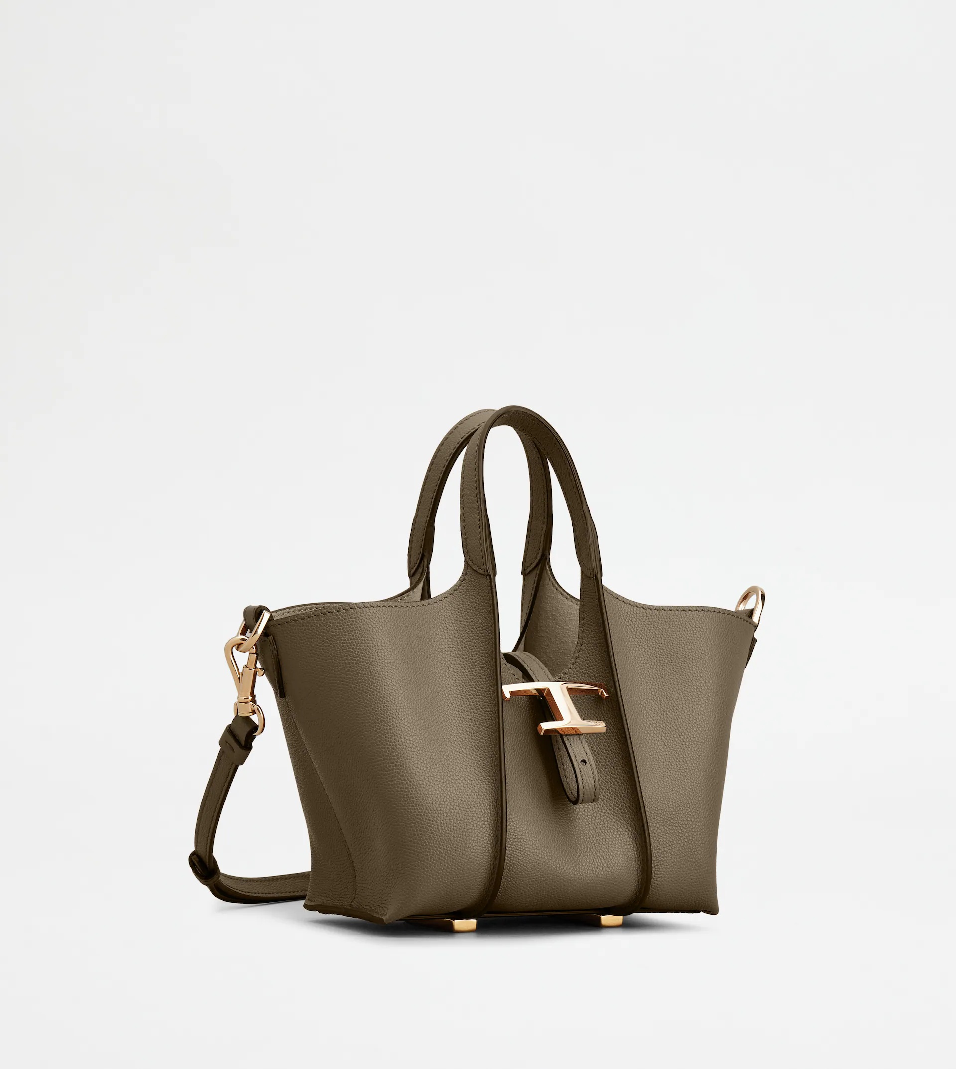 T TIMELESS SHOPPING BAG IN LEATHER MICRO - BEIGE - 4