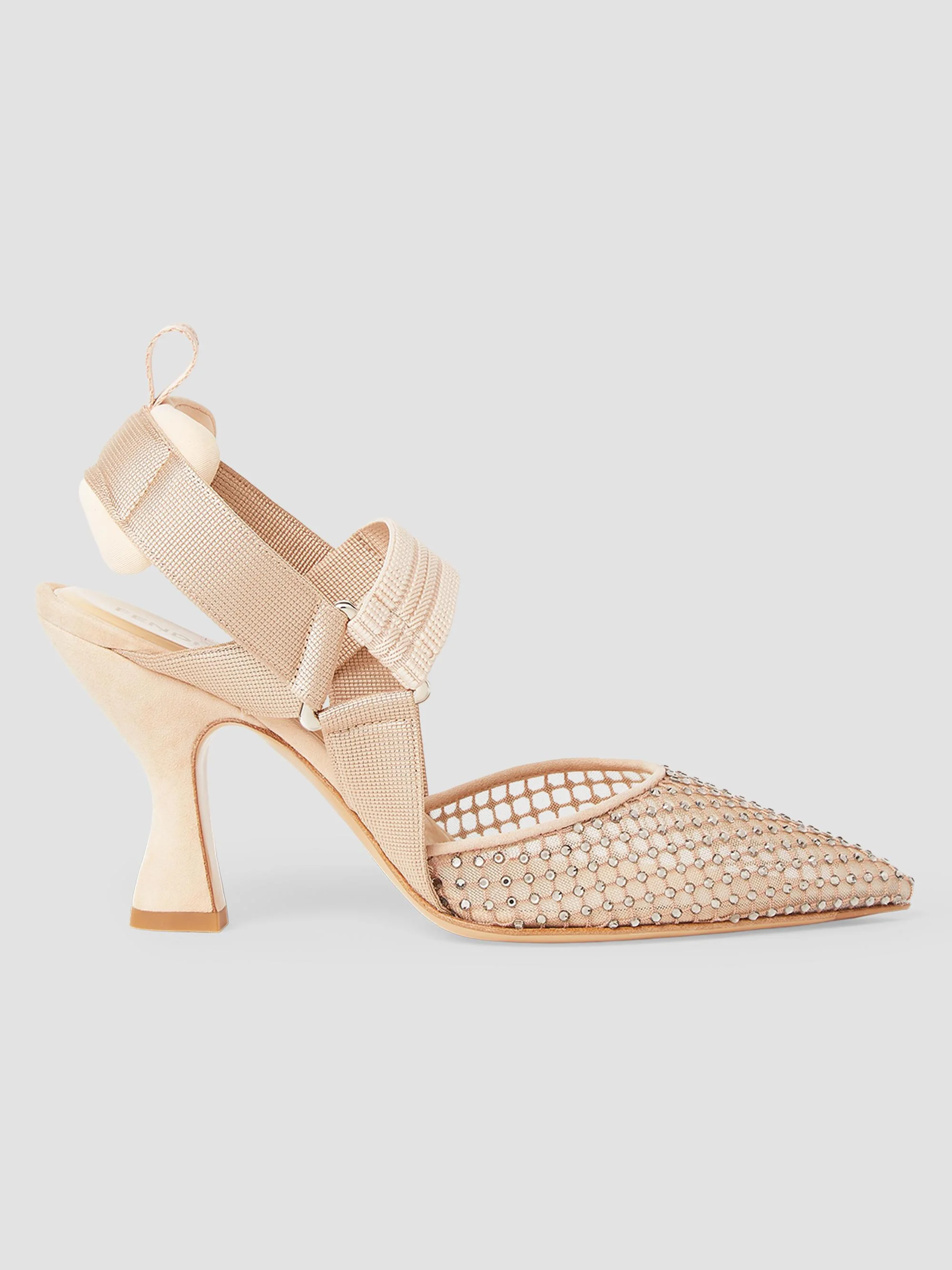 Women's Colibri 85MM Embellished Mesh Slingback Sandals - Rose Beige Black - 1