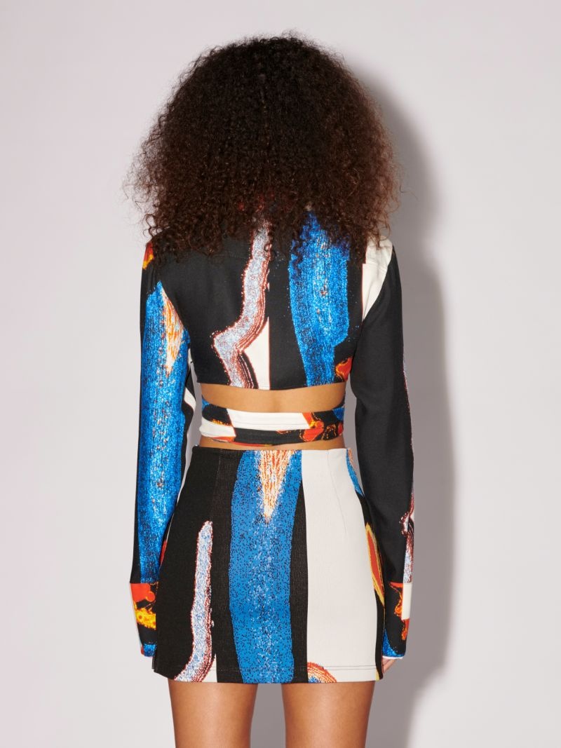 PRINTED WRAPPED CROP SHIRT - 4