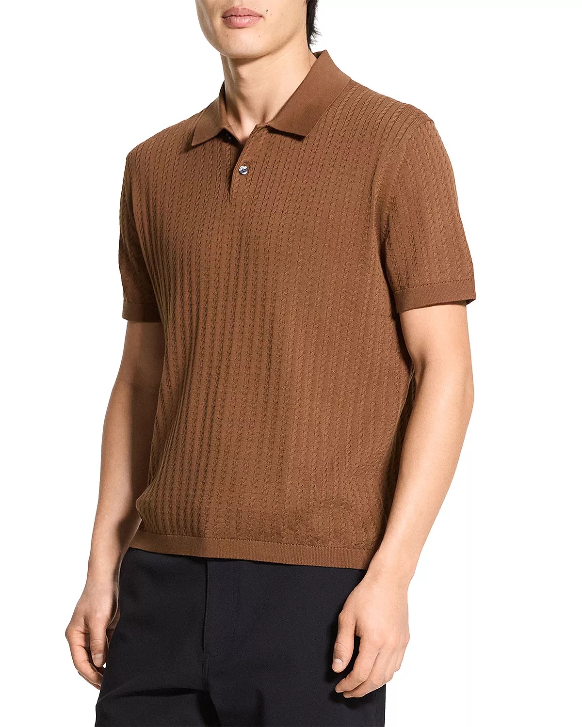 Short Sleeve Cable Polo - 5
