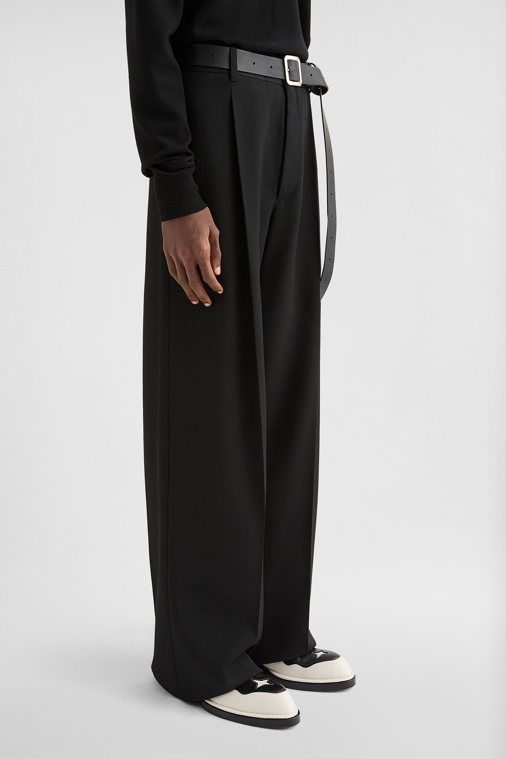 Wool Gabardine Belted Trousers - 2