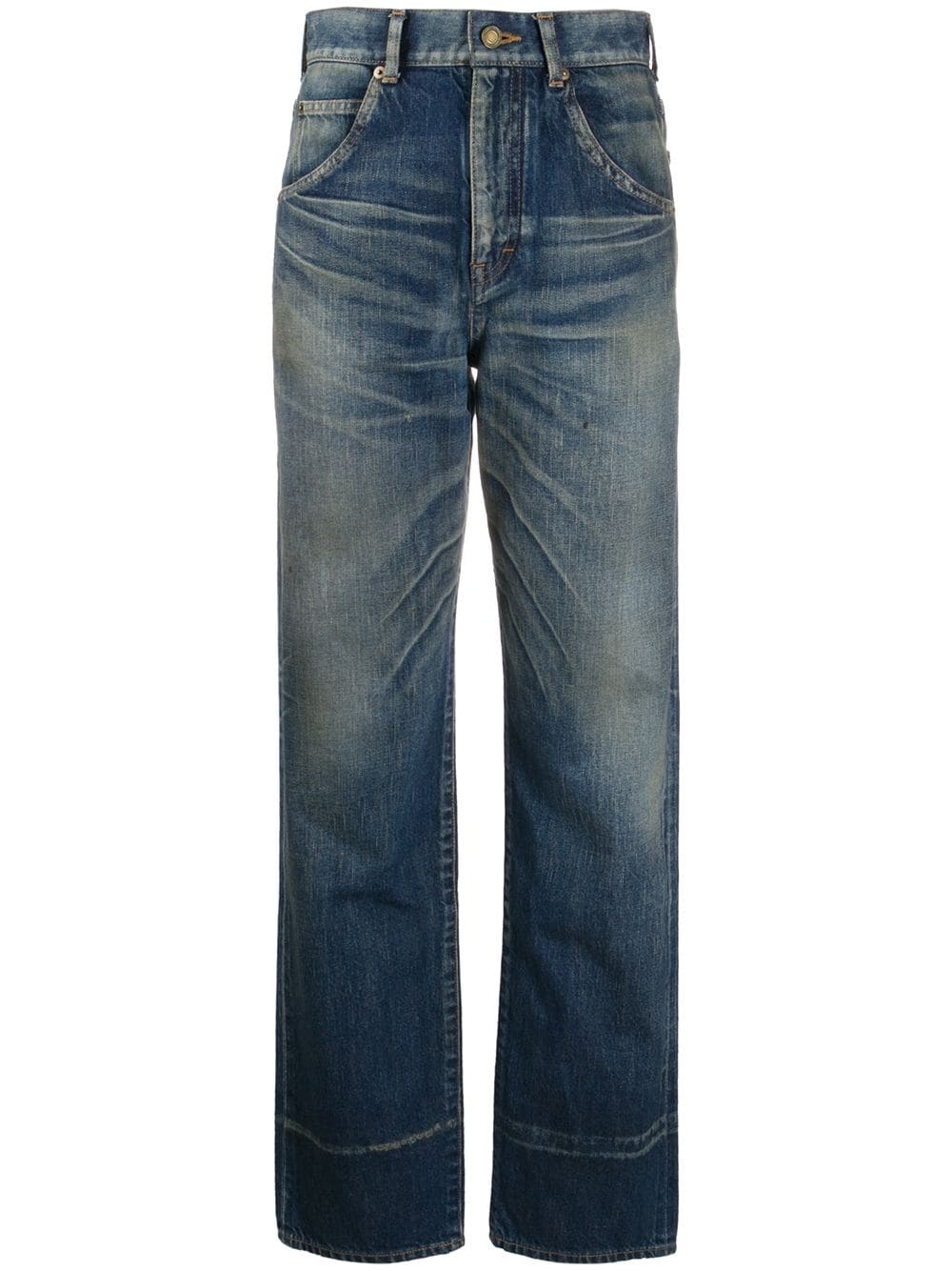 faded high-rise jeans - 1