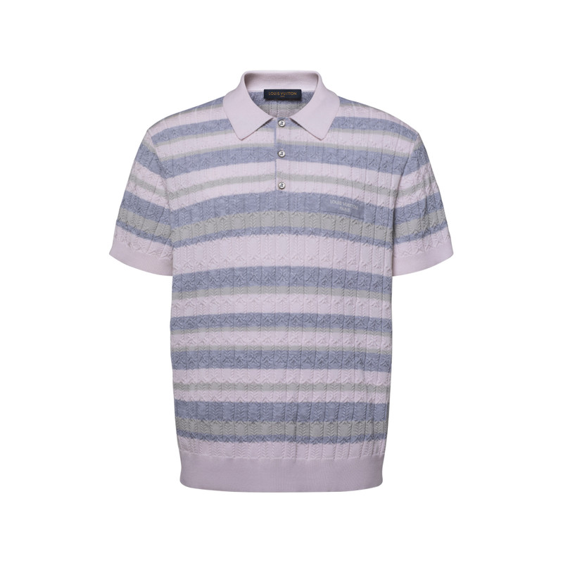 Stripy Cable-Knit Polo Shirt 1