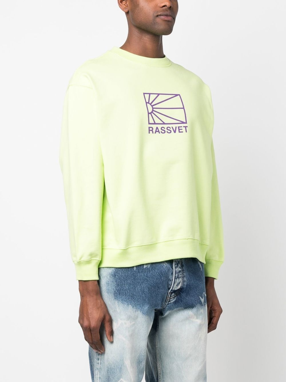 raised logo crew-neck sweatshirt - 3